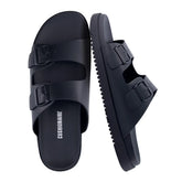 CUSHIONAIRE Nation Slip On Slides for Men with Adjustable Straps, Cushioned Footbed and Ridged Grip Outsole - Everyday Mens Sandals
