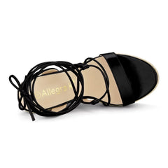 Allegra K Women's Espadrilles Platform Wedges Heel Lace Up Sandals