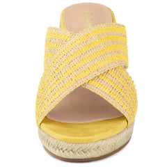 Allegra K Women's Crisscross Strap Platform Slide Wedge Sandals