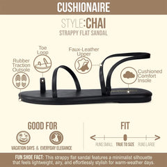 CUSHIONAIRE CHAI Women’s Strappy Sandals – Flat Sandals for Women, Comfortable Beach Sandals, Summer Slip-On Shoes, Casual Dressy Sandals