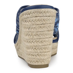 Allegra K Women's Lace Straps Espadrille Platform Slide Wedge Sandals