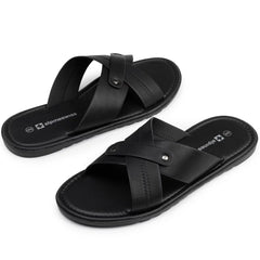 Alpine Swiss Saul Mens Vegan Leather Slide Sandals Dressy Indoor Outdoor Summer Shoes