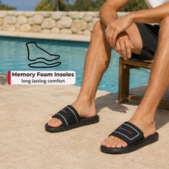 Alpine Swiss Gabe Cloud Slide Sandals For Men Shock-Absorbing Foam Insole With Arch Support Adjustable Strap Waterproof Anti-Slip Mens Slides