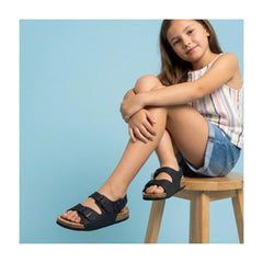CUSHIONAIRE Liana JR Toddler Sandals with Adjustable Heel Strap – Cork Footbed Summer Sandals for Kids, Boys and Girls