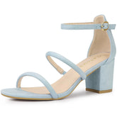 BLISSFUL STEP Women's Open Toe Strappy Chunky Heels Sandals