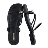 CUSHIONAIRE Venue Women’s Strappy Toe-Loop Slide Sandals with Gold-Tone Accent & Memory Foam Comfort