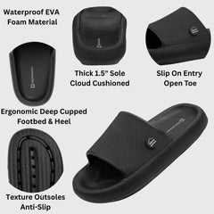 Alpine Swiss Omar Mens Slides Pillow Slippers for Men Ultra Cushioned Cloud Slides Waterproof Lightweight Sandals Quick Drying Non Slip Shower Shoes