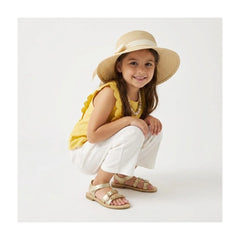 CUSHIONAIRE Cleo Girls Sandals, Flower Strap Dress Style Girls Dress Shoes with Cushioned Footbed and Adjustable Ankle Strap
