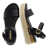 CUSHIONAIRE Melissa Espadrille Platform Sandals For Women with Adjustable Ankle Strap and Memory Foam Insole-Comfortable Womens Sandals for Summer
