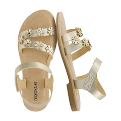 CUSHIONAIRE Cleo Girls Sandals, Flower Strap Dress Style Girls Dress Shoes with Cushioned Footbed and Adjustable Ankle Strap