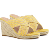 Allegra K Women's Crisscross Strap Platform Slide Wedge Sandals