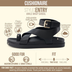 CUSHIONAIRE Women's Entry ankle wrap footbed sandal with +Comfort, Wide Widths Available