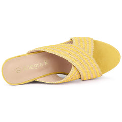 Allegra K Women's Crisscross Strap Platform Slide Wedge Sandals