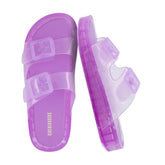 CUSHIONAIRE Pool-K Jelly Sandals for Girls, Water Friendly Slip-On Slides with Double Adjustable Buckles, Comfortable Everyday Wear Kids Sandals