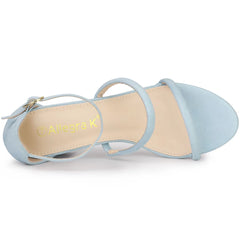BLISSFUL STEP Women's Open Toe Strappy Chunky Heels Sandals