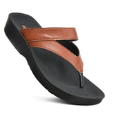 Aerothotic Glen Casual Thong Womens Walking Sandals, Tan - 11
