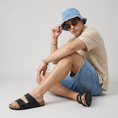 CUSHIONAIRE Men's Lynx Cork footbed Sandal with +Comfort