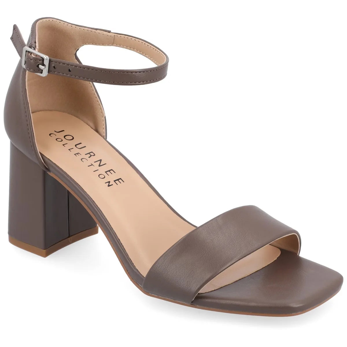 Journee Collection Women's Valenncia Wide Width SuperNatural Shades Open Square Toe Ankle Strap Sandals