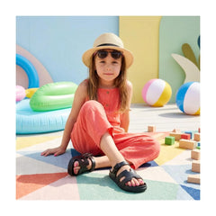 CUSHIONAIRE Orbit Kids Sandals Lightweight Waterproof EVA Slides with Adjustable Buckle Everyday Casual Comfort Girls Sandals