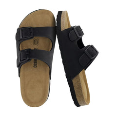CUSHIONAIRE Lane Boys and Girls Sandals, Comfortable Cork Footbed Slide with Adjustable Straps and Supportive Kids Sandals Design