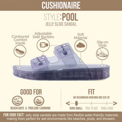 CUSHIONAIRE Pool Slides For Women Water Resistant Double Buckle Adjustable Slip-On Womens Sandals For Beach Shower Casual Wear