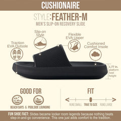 CUSHIONAIRE Men's Feather cloud recovery pool slide with +Comfort