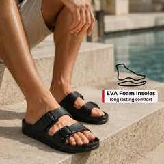 Alpine Swiss Mens Double Strap Slide Sandals EVA Flat Casual Comfortable Shoes