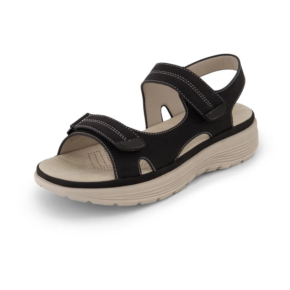 CUSHIONAIRE Women's Magee comfort footbed outdoor sandal with adjustable strap and +Memory Foam, Wide Widths Available