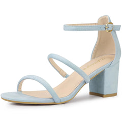 BLISSFUL STEP Women's Open Toe Strappy Chunky Heels Sandals