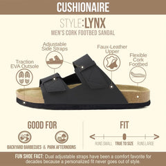 CUSHIONAIRE Men's Lynx Cork footbed Sandal with +Comfort