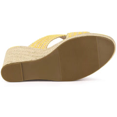 Allegra K Women's Crisscross Strap Platform Slide Wedge Sandals