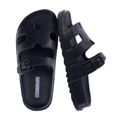 CUSHIONAIRE Orbit Kids Sandals Lightweight Waterproof EVA Slides with Adjustable Buckle Everyday Casual Comfort Girls Sandals
