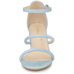 BLISSFUL STEP Women's Open Toe Strappy Chunky Heels Sandals
