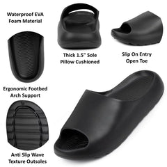 Alpine Swiss Edgar Men's Cloud Slides Ultra-Comfortable Arch Support Pillow Slippers Light Waterproof Non-Slip Recovery Sandals Shower Pool Gym Shoes