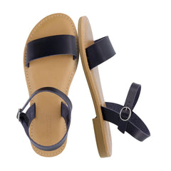 CUSHIONAIRE Clara Casual Flat Girls Sandals, Adjustable Buckle Ankle Strap with Lightweight Cushioned Comfort Kids Sandals