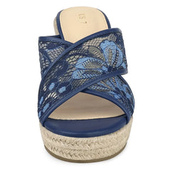 Allegra K Women's Lace Straps Espadrille Platform Slide Wedge Sandals