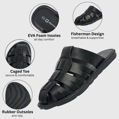 Alpine Swiss Marlin Mens Fisherman Sandals Vegan Leather Dressy Summer Slides Anti Slip Water Resistant Flat Beach Shoes