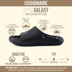 CUSHIONAIRE Men's Galaxy pool slides with +Comfort