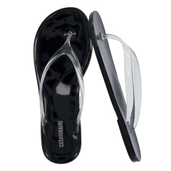 CUSHIONAIRE Splash Jelly Flip Flops for Women With Flexible Sole and Glossy Jelly Finish Sandals