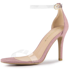 Allegra K Women's Clear Ankle Strap Stiletto Heel Open Toe Sandals