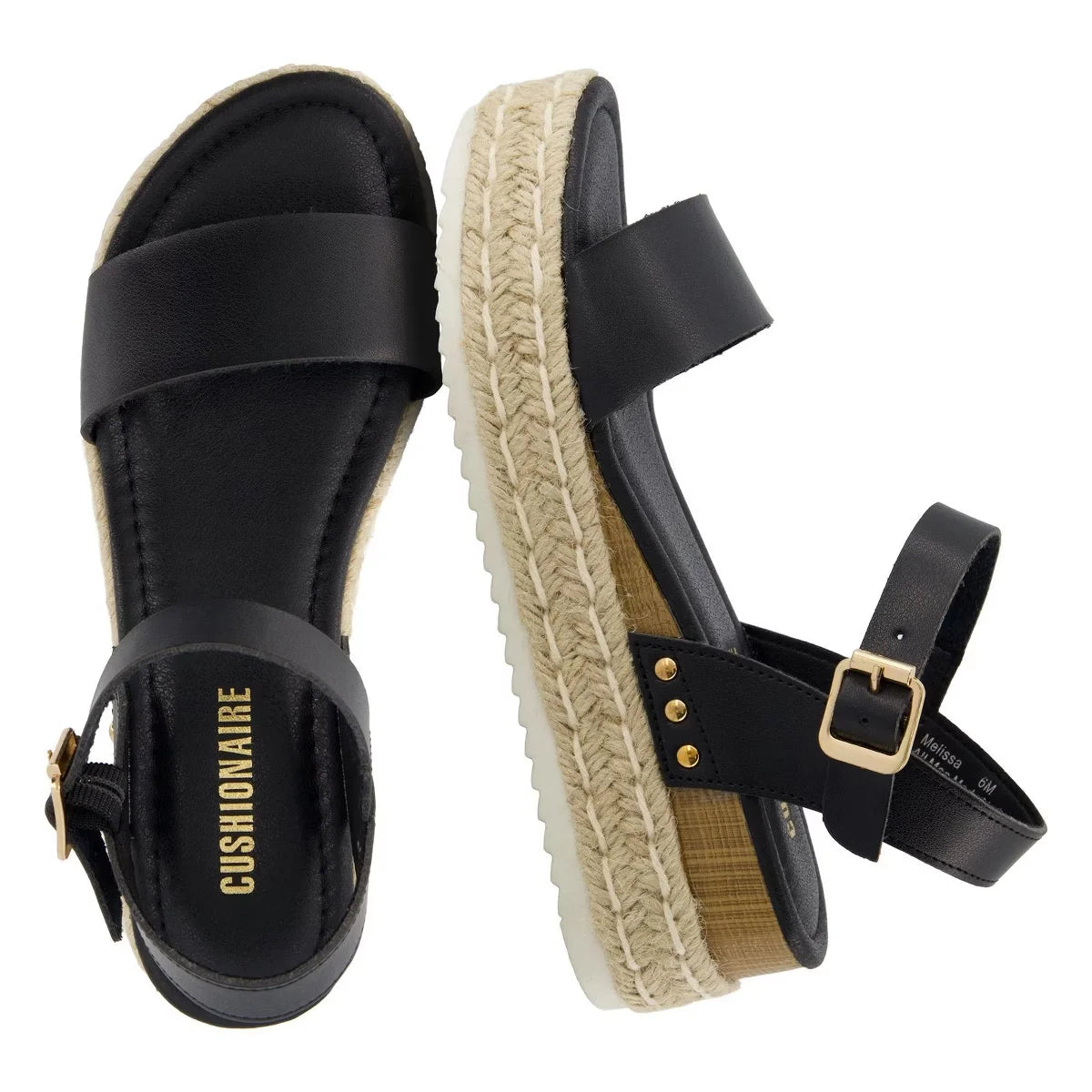 CUSHIONAIRE Melissa Espadrille Platform Sandals For Women with Adjustable Ankle Strap and Memory Foam Insole-Comfortable Womens Sandals for Summer