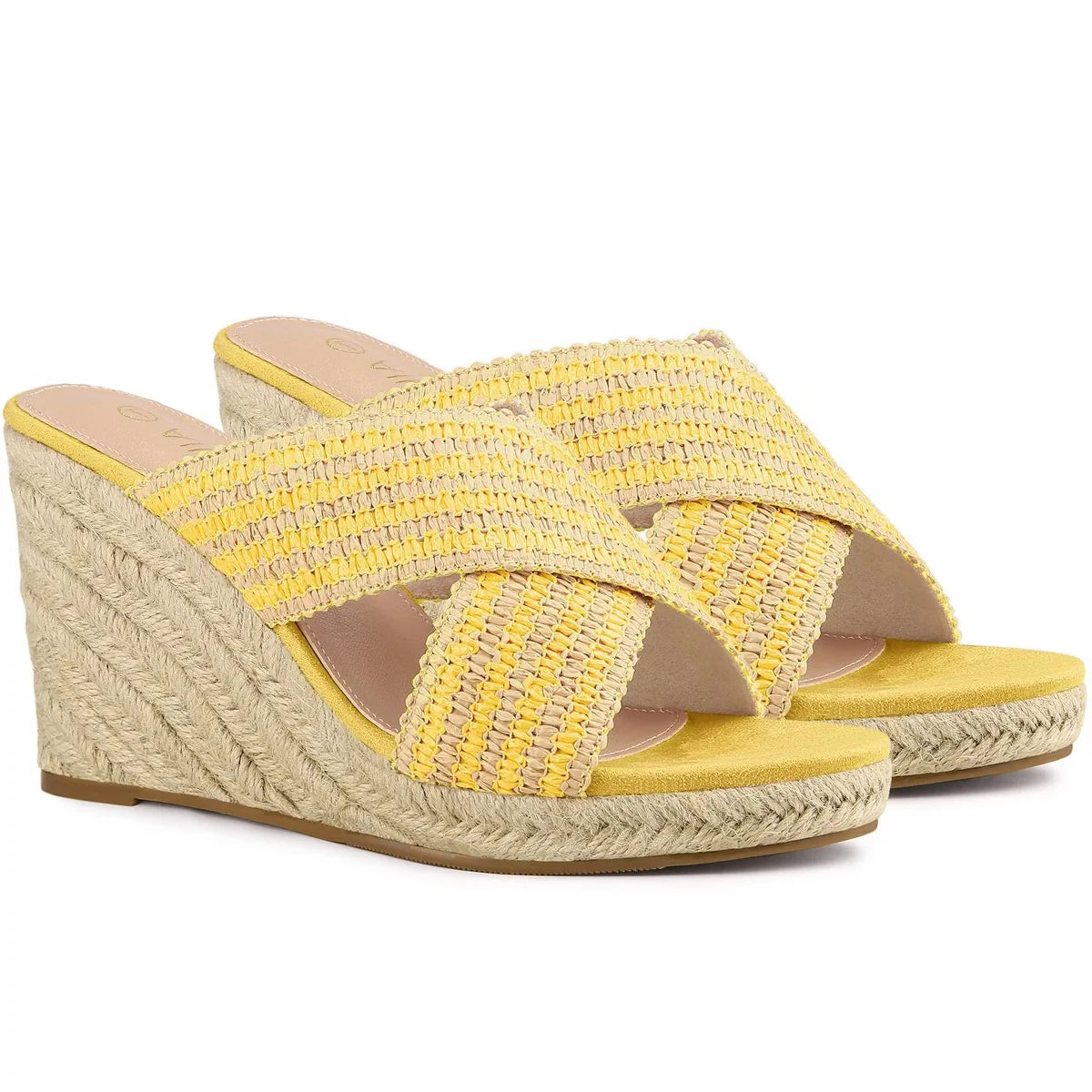 Allegra K Women's Crisscross Strap Platform Slide Wedge Sandals