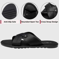 Alpine Swiss Saul Mens Vegan Leather Slide Sandals Dressy Indoor Outdoor Summer Shoes