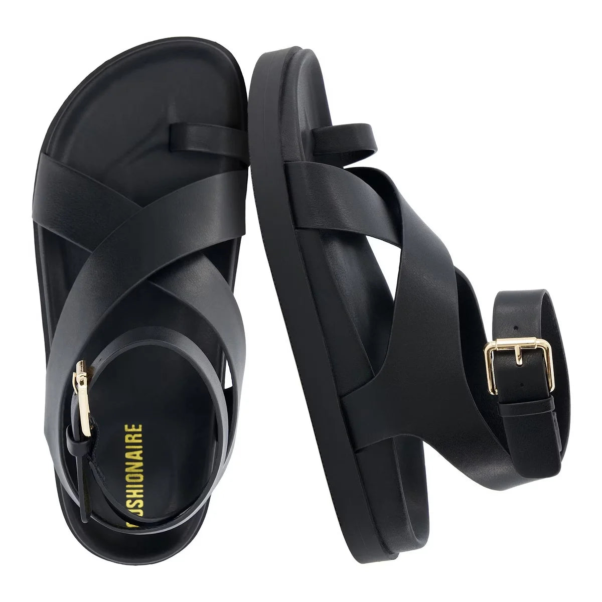 CUSHIONAIRE Women's Entry ankle wrap footbed sandal with +Comfort, Wide Widths Available