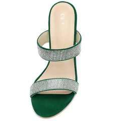 Allegra K Women's Open Toe Stiletto Heel Rhinestone Mules Sandals