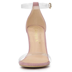 Allegra K Women's Clear Ankle Strap Stiletto Heel Open Toe Sandals