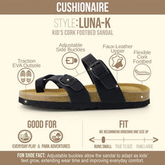 CUSHIONAIRE Kid's Luna JR Cork footbed Sandal with +Comfort